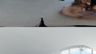 Marley Brinx and girlfriend give sloppy blowjob