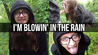 Spontaneous In The Rain BJ with Facial