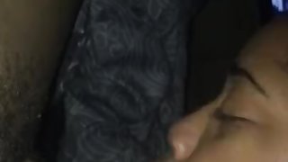 Ebony teen gives bbc blowjob