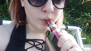 Ruby Mae Vaping By Public Pool [ Vape Fetish ]