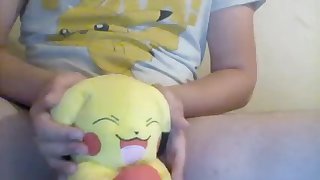 Wets diaper and playing with Pikachu