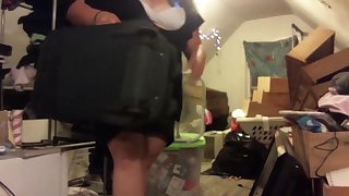 buttcrack putting clothes away