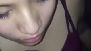 Young Latina teen sucks BBC while parents are home