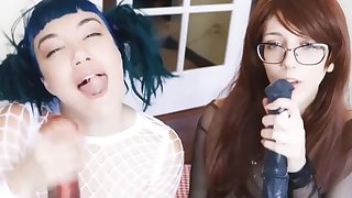 Two young teens go bonkers over horse cocks