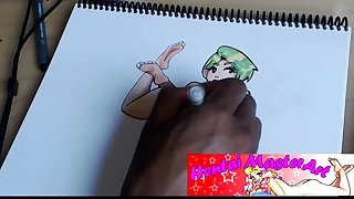 Anime Speed Drawing of cute butsty goth girl Amelia Liddell