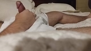 Horny 19teen year young Latino with hard cock stroking it.