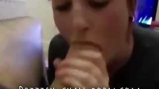 Hot chav sucks on some meaty pole - she loves to tickle his ball sack