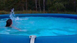 Topless Photoshoot in a Pool