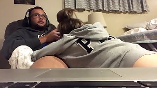 The sexy Ari Lynn sucking her boyfriends dick while he games
