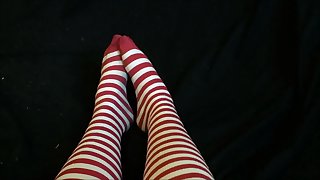 Striped Stockings Self Massage Sockplay Sock Strip Foot Fetish Sock Fetish