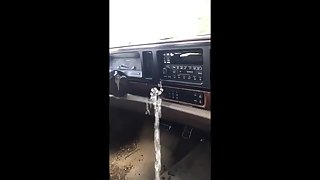 Very Hot girl pissing in truck