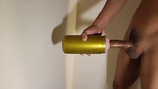 Jacking off with fleshlight and cumming