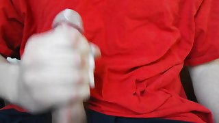 teasing my big white dick until it oozes out cum