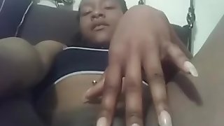 Ebony girl playing with her pussy for me sexy with it