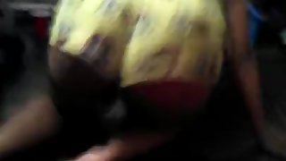 Stretching in a pair of daddy's favorite shorts