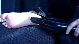 Cleaning my little feet with a vacuum cleaner
