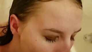 Teen Shower Blowjob & Dildo Sucking
