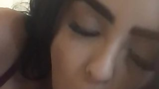 Young latina gives wet blowjob