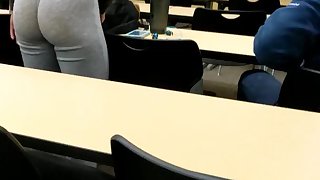 Young College Teen ASS in tight grey sweats leaves class