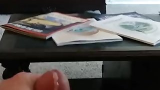 boy jerking off a huge dick and pouring himself with sperm